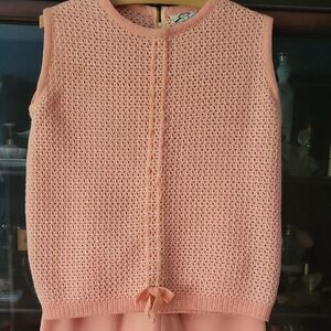 Pink Crochet Sleeveless Top with matching skirt
